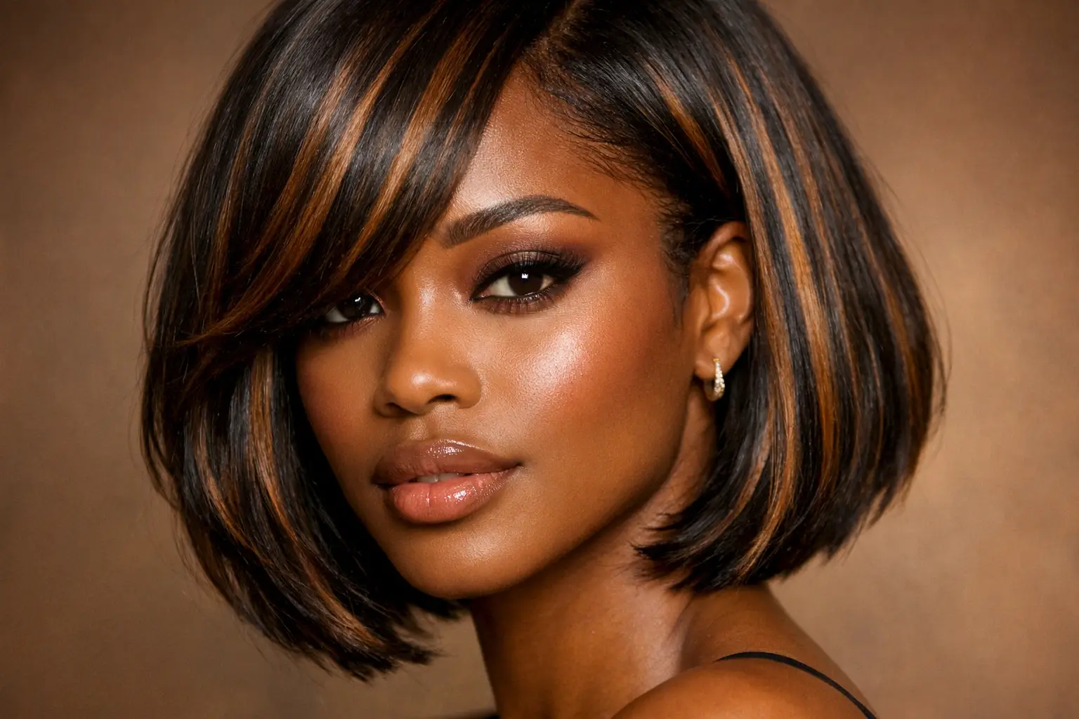 Bob with Caramel Highlights