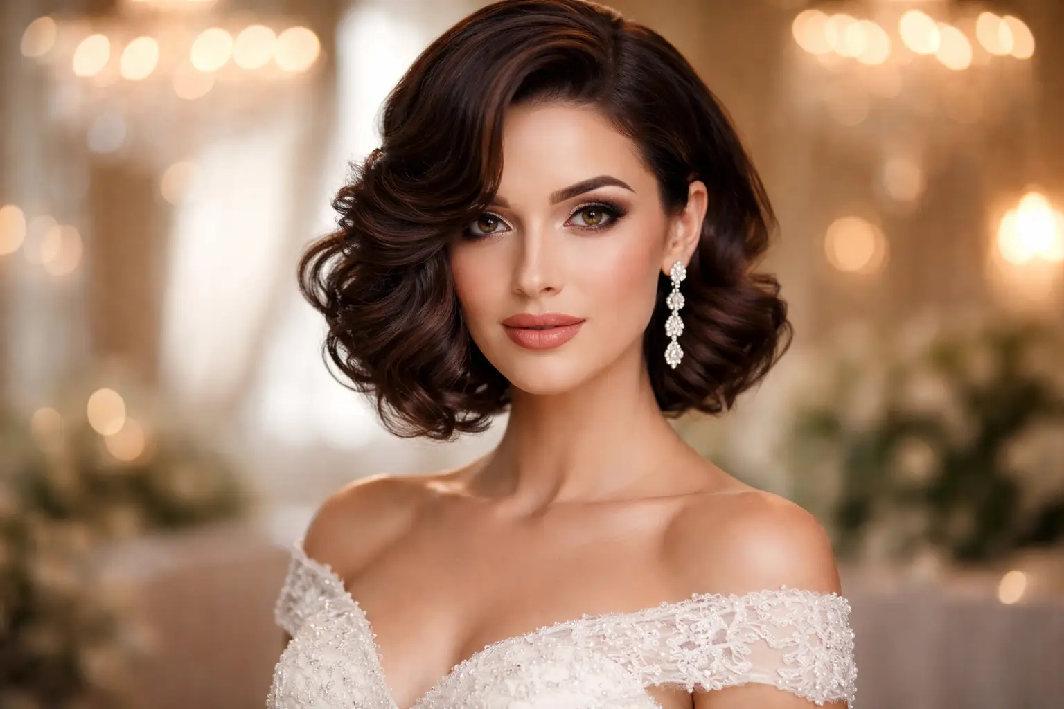 Side-Swept Curls with a Deep Part