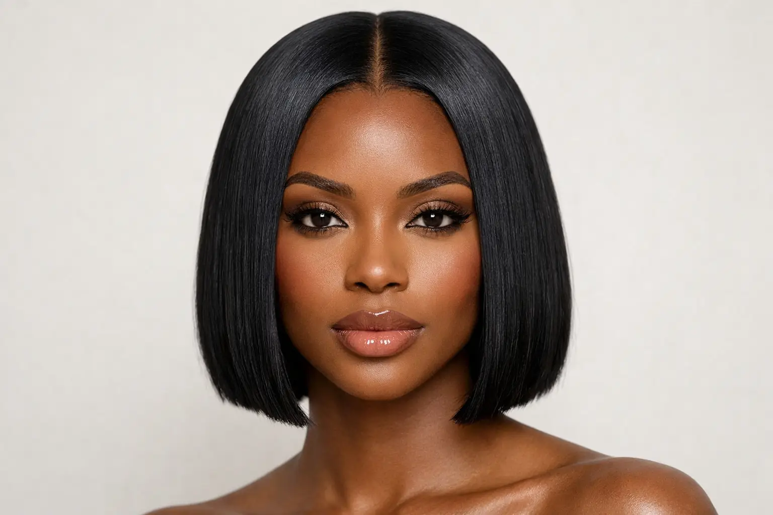 Sleek Bob with Middle Part