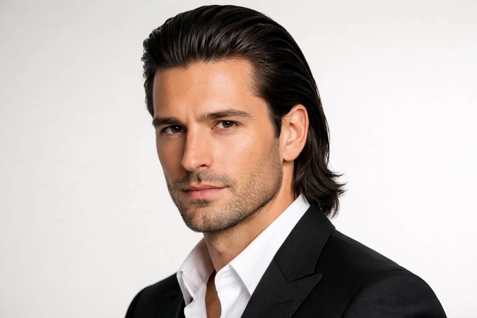 The Slick Back Long Style for Oval Faces