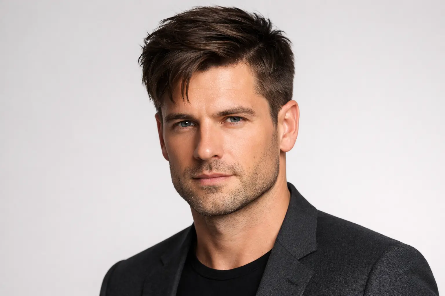 The Textured Long Cut with Side Part for Square Faces