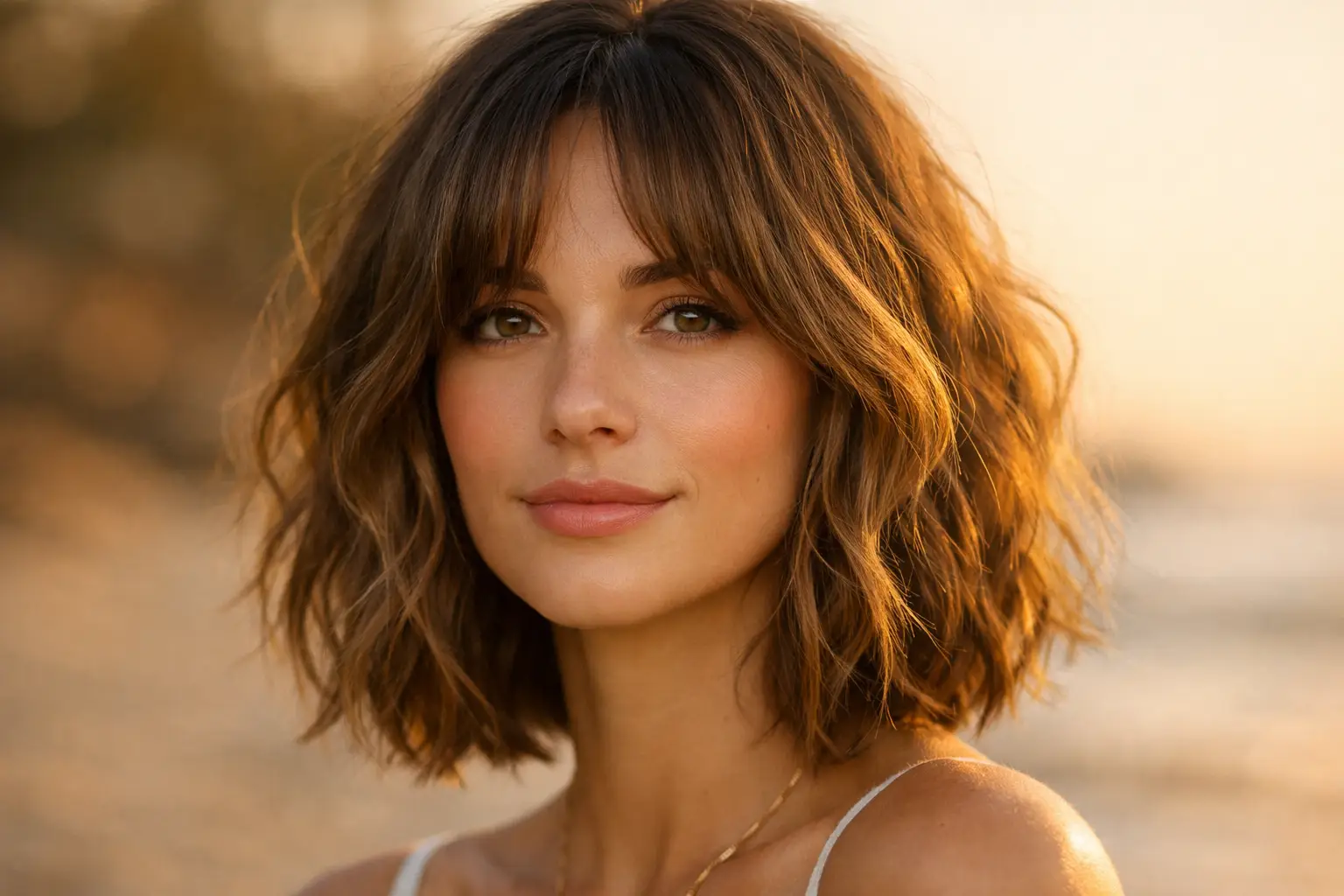 Wavy Bob with Curtain Bangs
