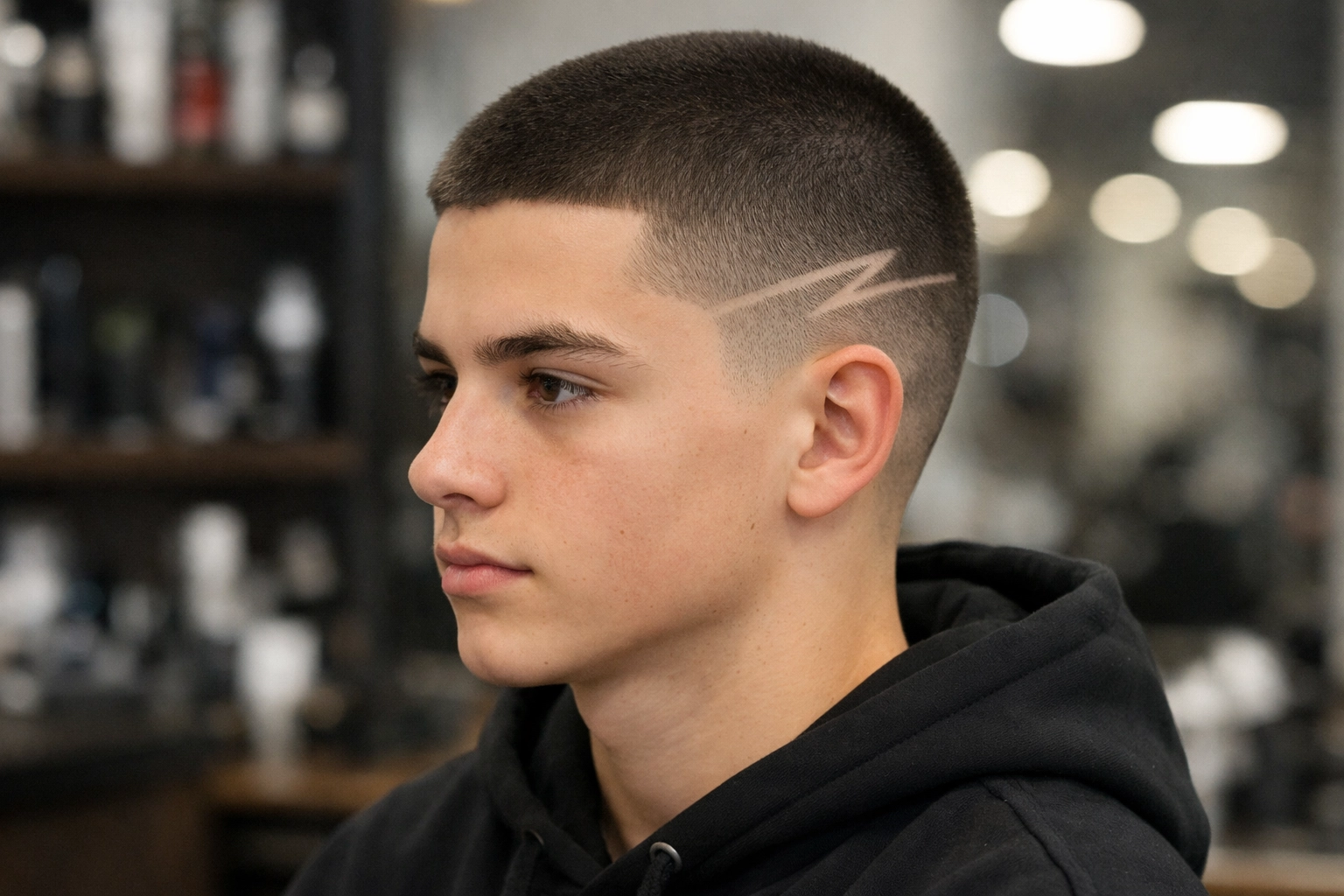 Buzz Cut with Line Design