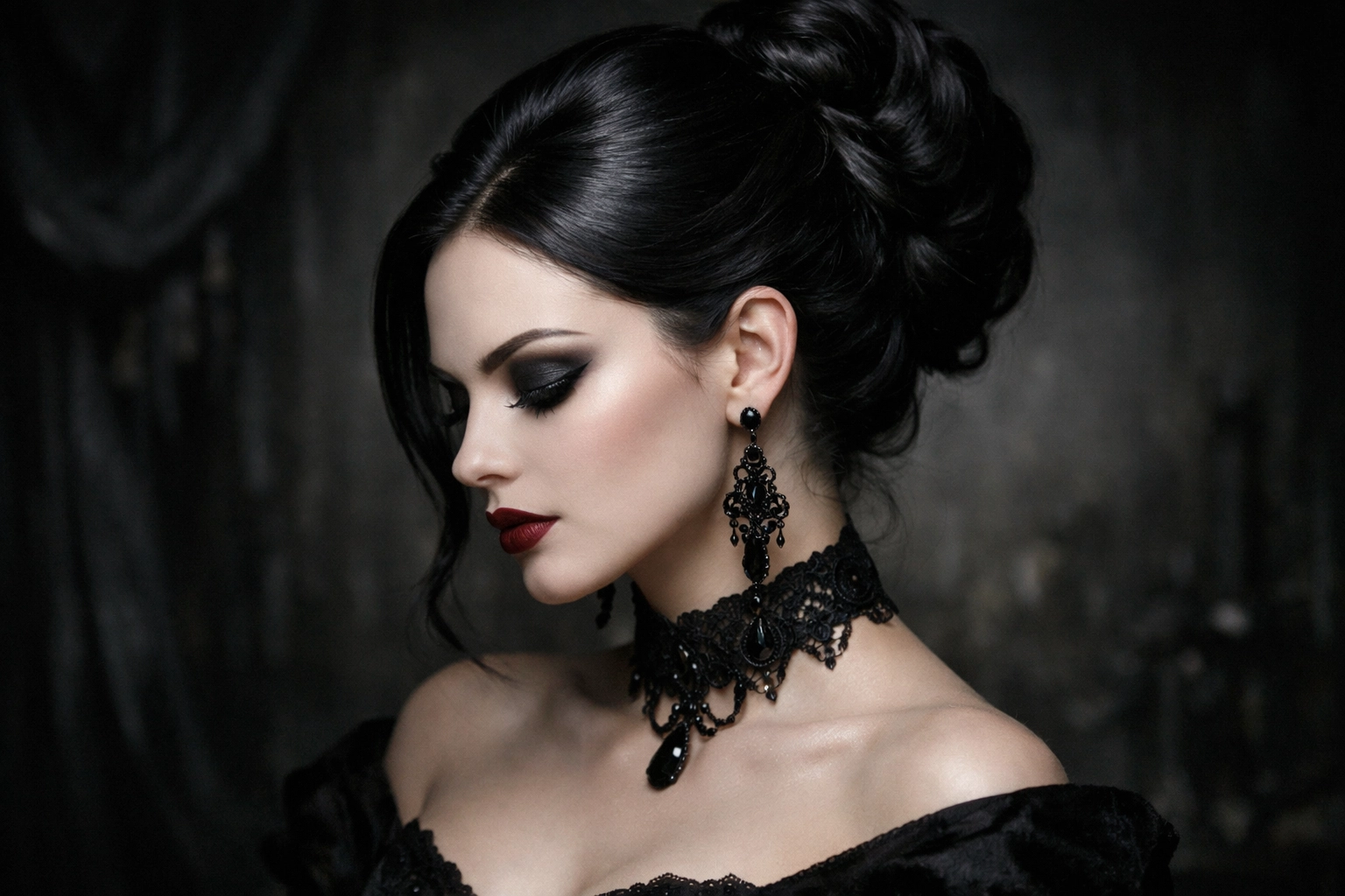 Elegant Updo with Dark Style