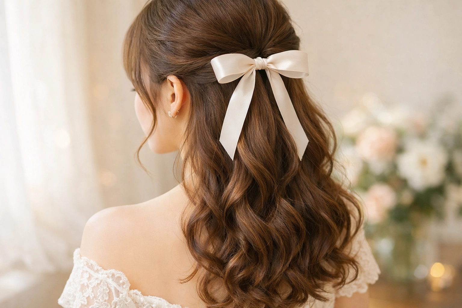  Half Up with Ribbon Tie