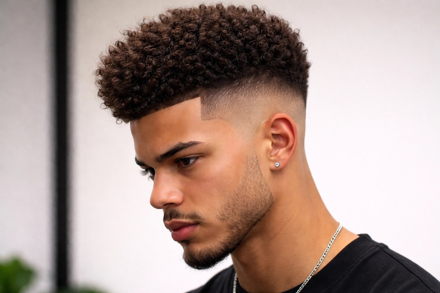 High Fade Curly Top