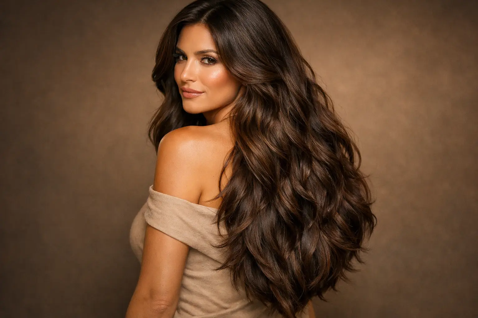 Long V-Cut Layers for Thick Wavy Hair