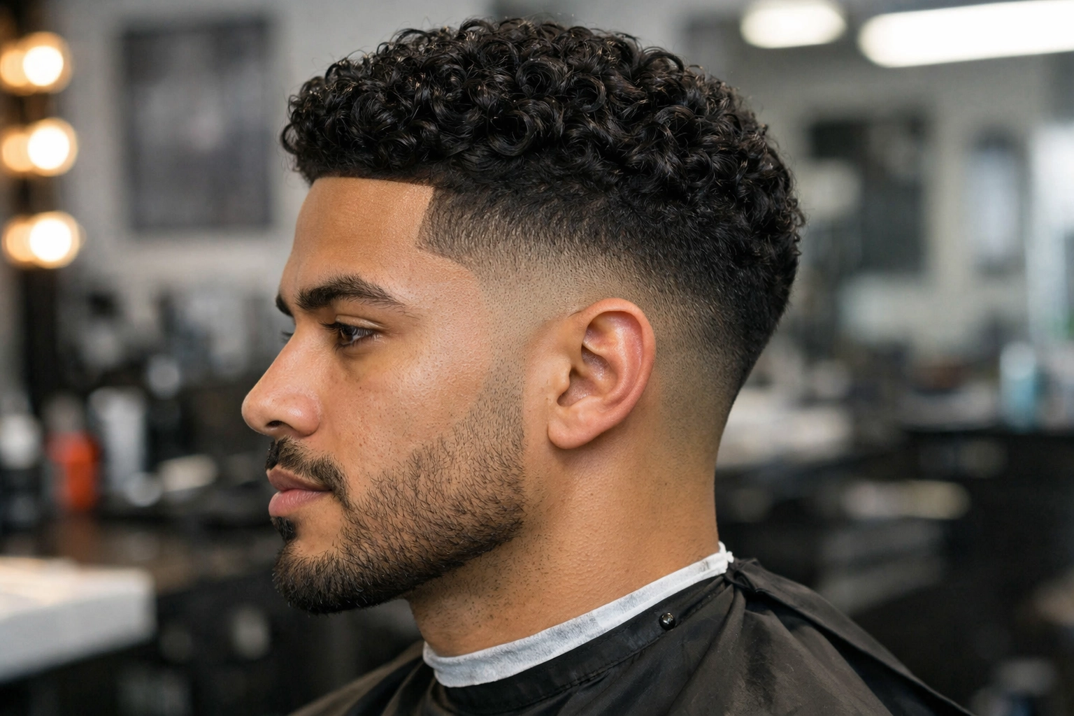 Low Fade with Defined Curls