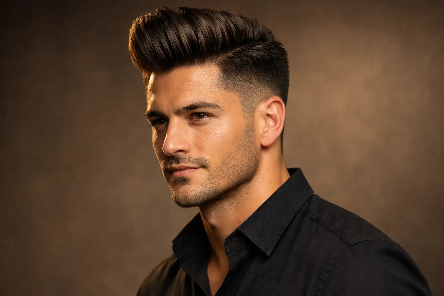 Low Fade with Pompadour