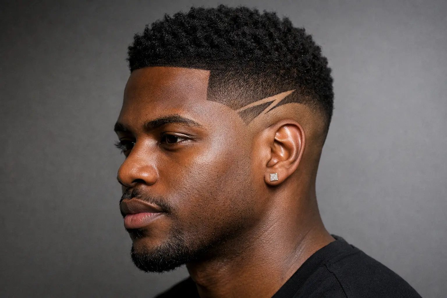 Low Fade with Shaved Design