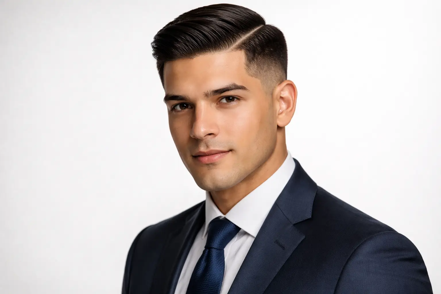 Low Fade with Side Part Comb Over