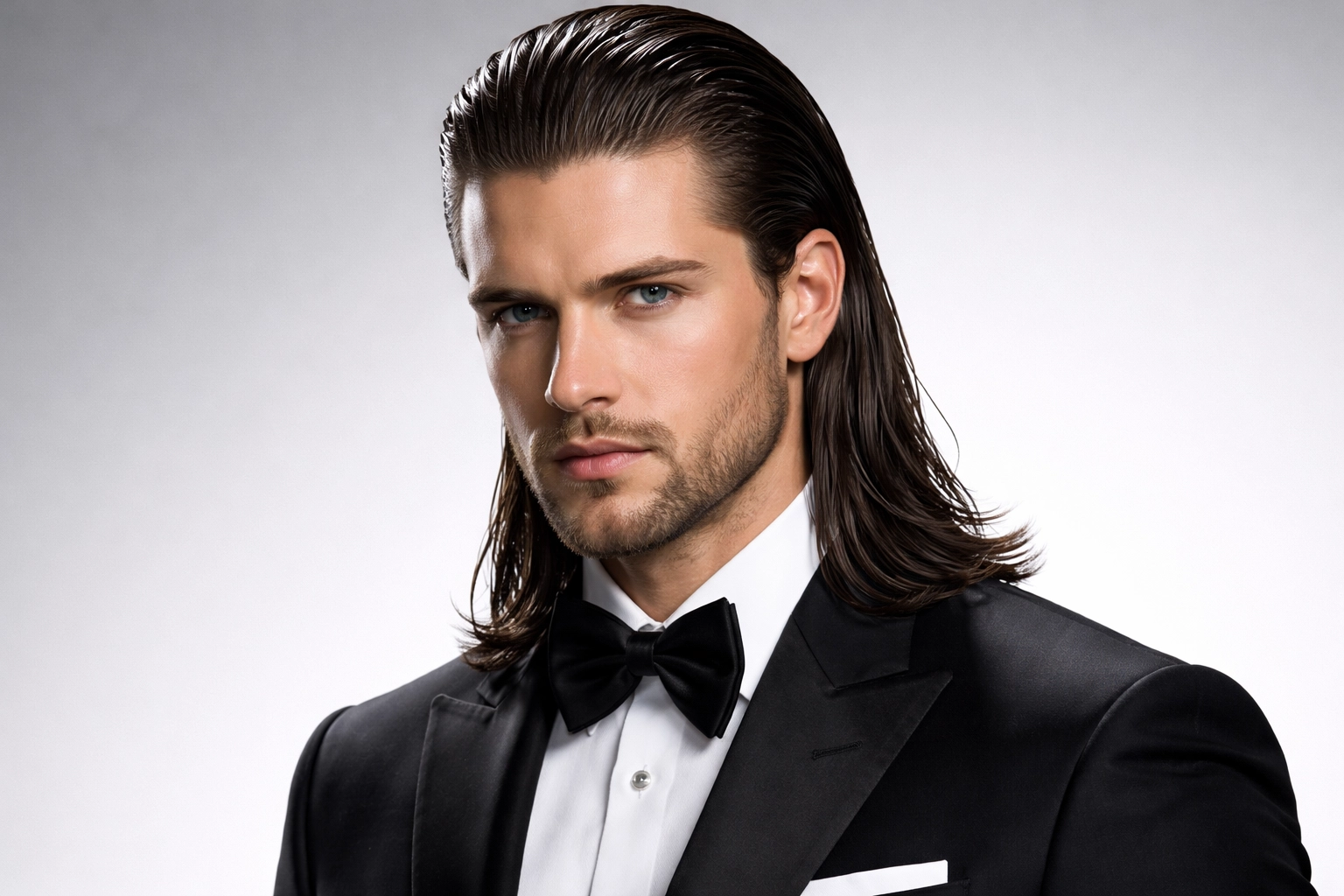 Slicked Back Long Hair