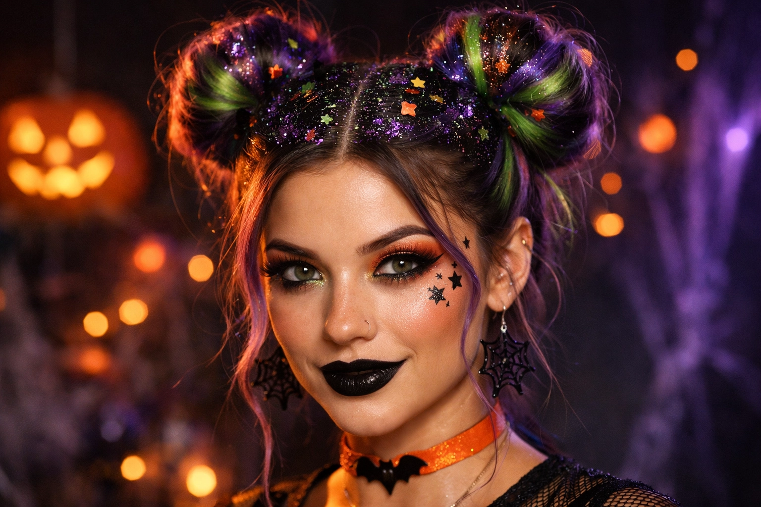Space Buns with Glitter