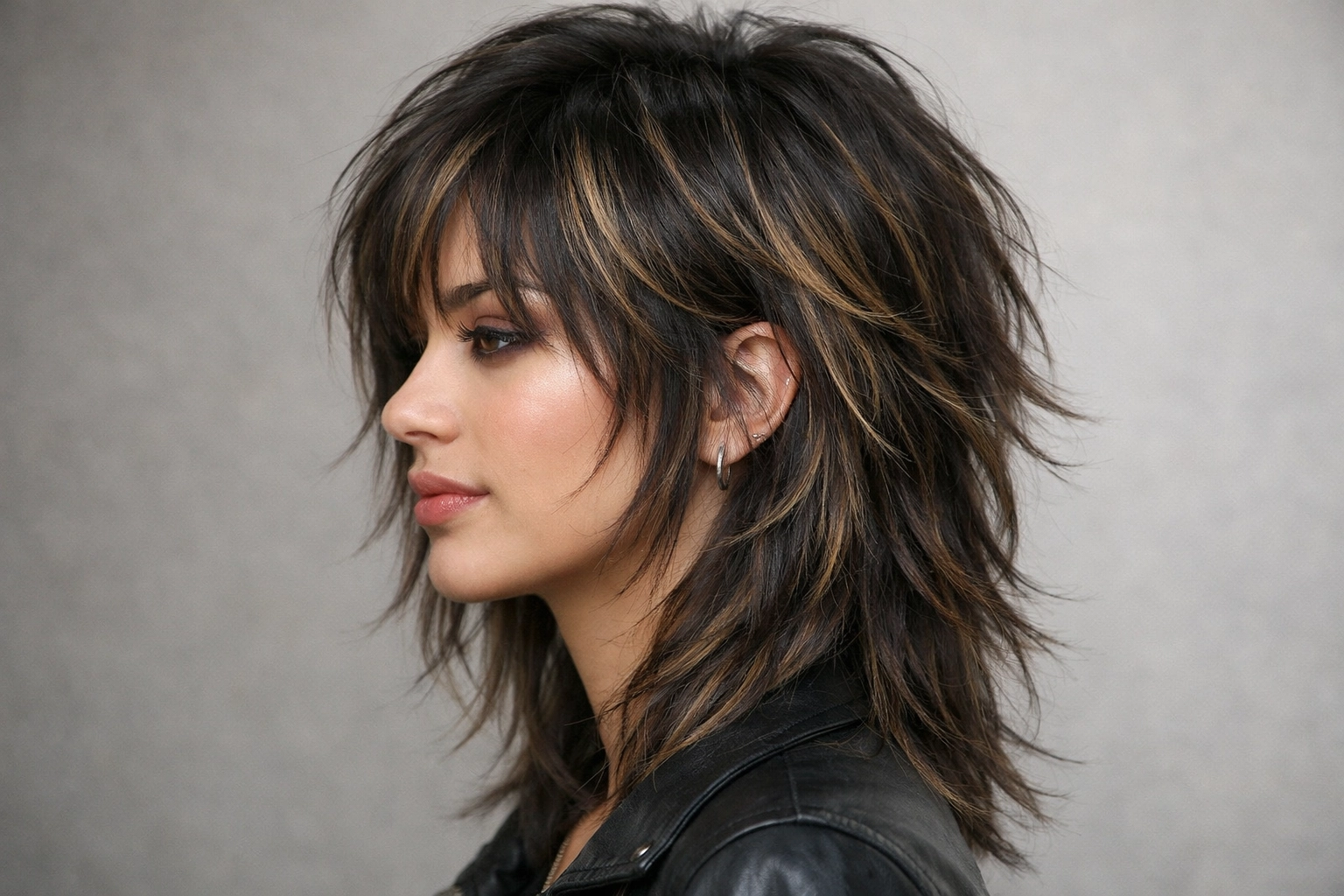 Textured Wolf Cut with Highlights