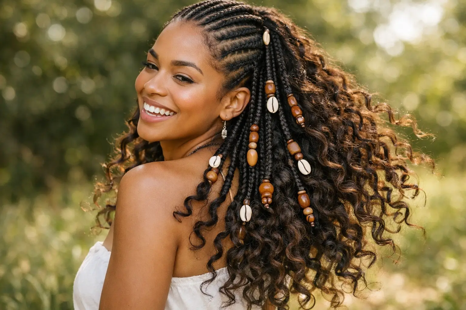 The Bohemian Fulani Braids with Curls