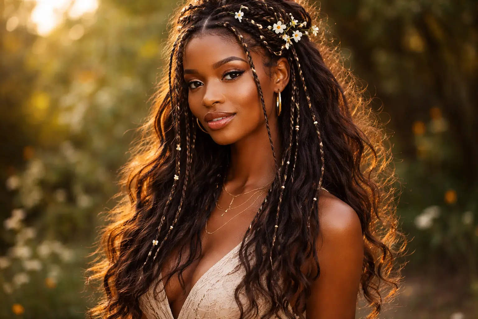 The Boho Braids Half-Up Style