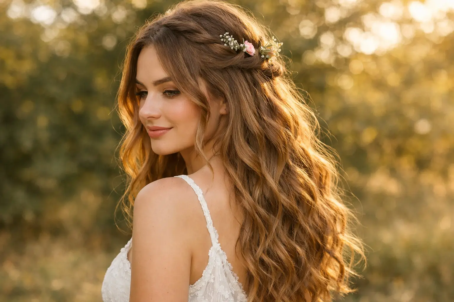 The Boho Waves Half-Up Style