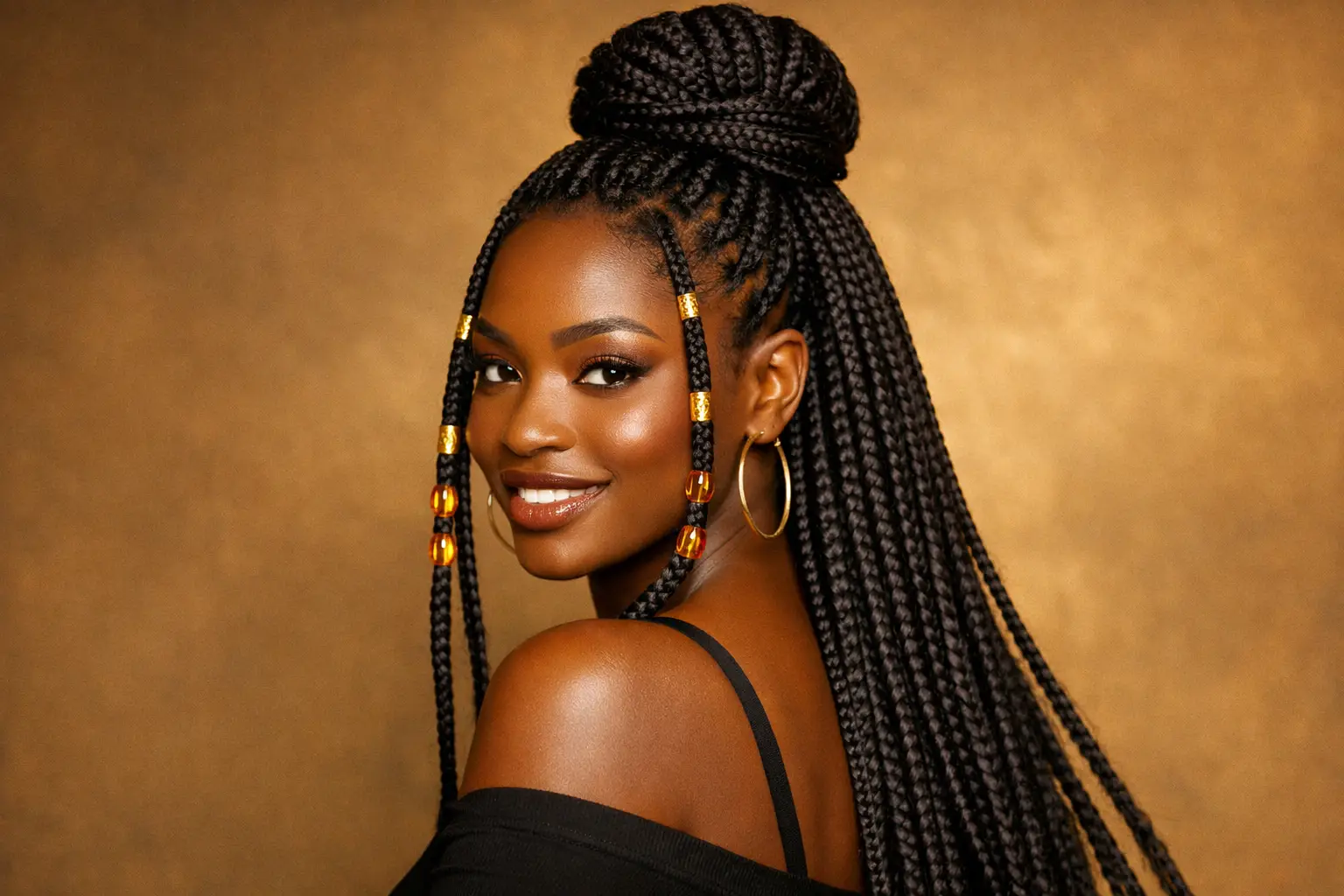 The Box Braids Half-Up Bun