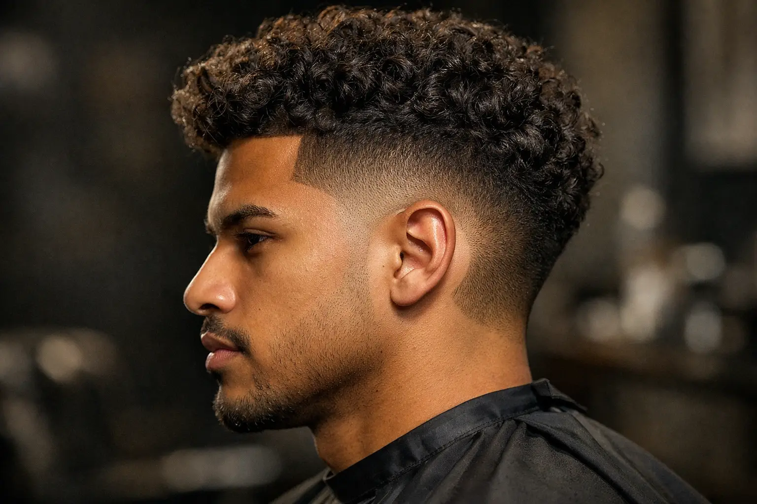 The Burst Fade with Curls