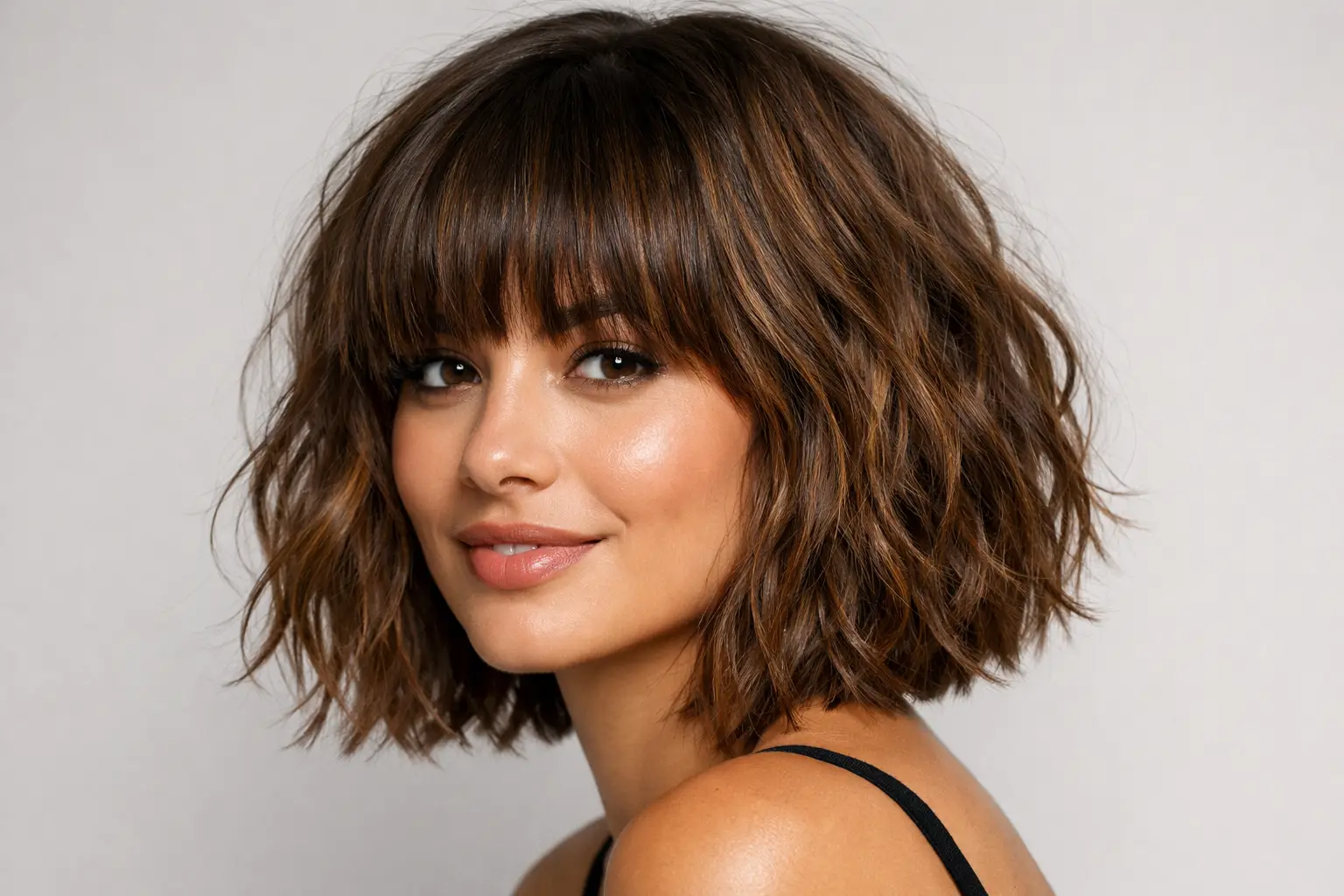 The Choppy Wavy Bob with Bangs