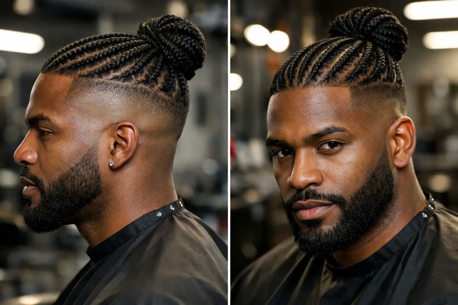 The Cornrow Bun with Fade