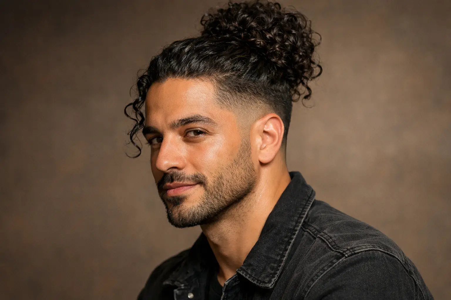 The Curly Bun with Fade