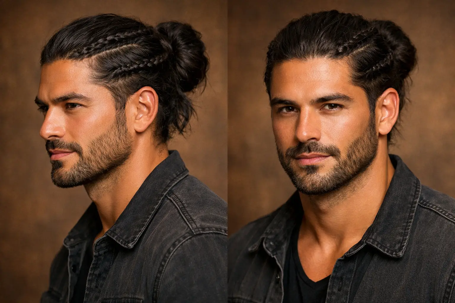 The Double Side Braid Man Bun