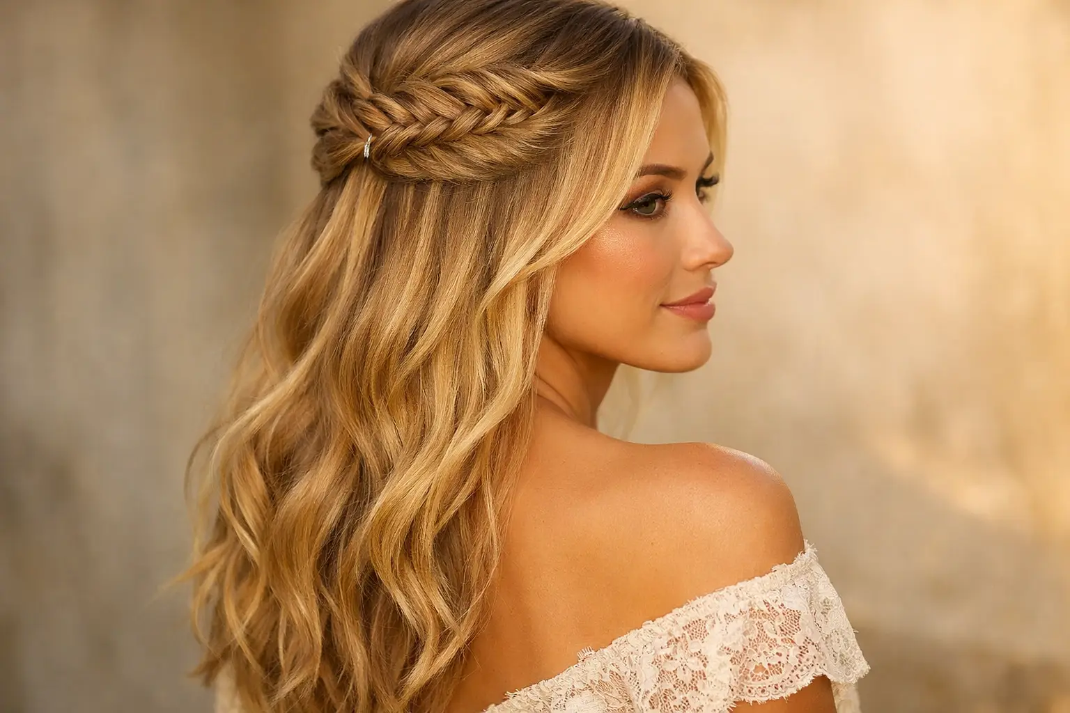 The Fishtail Braid Half-Up Style
