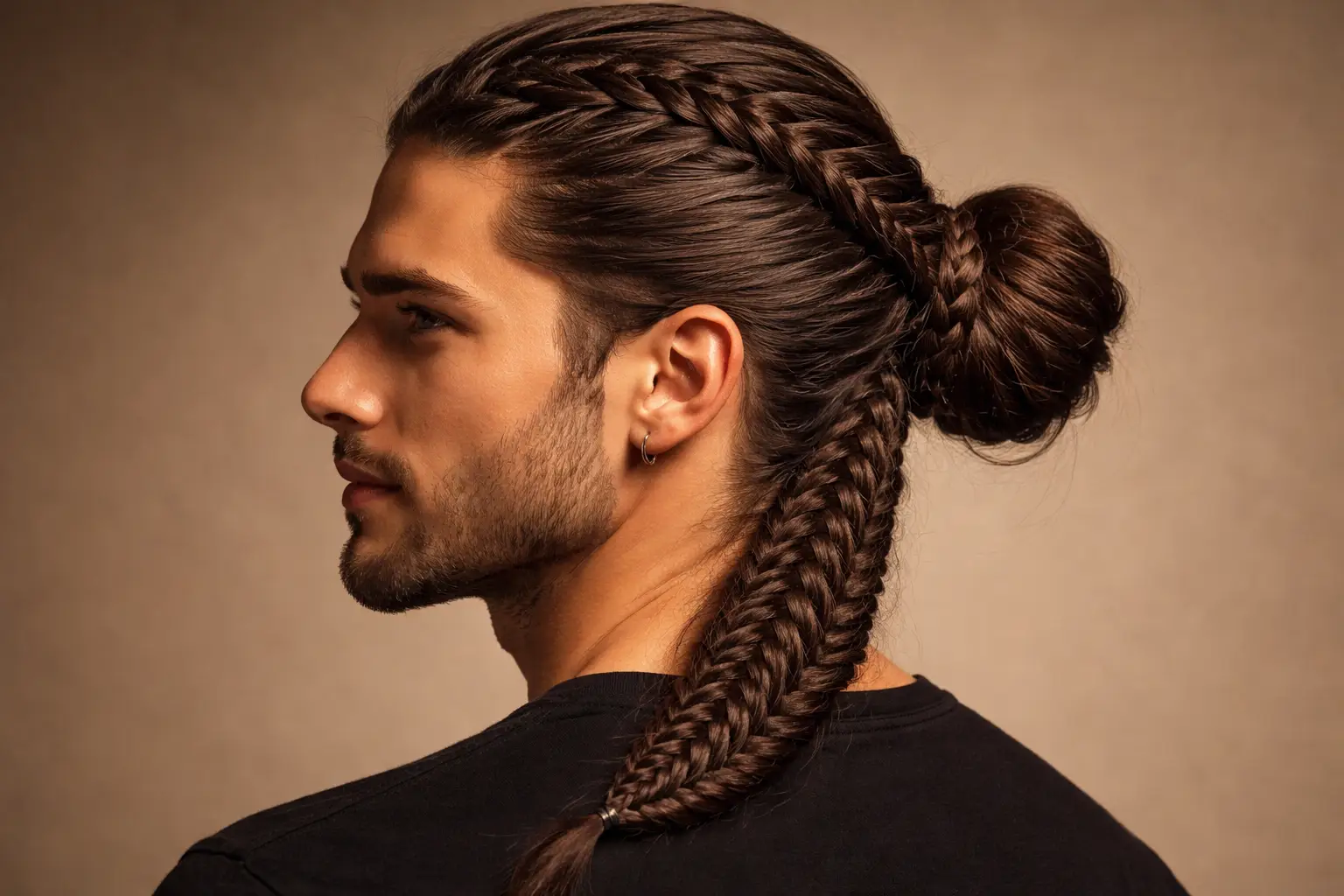 The Fishtail Braid Man Bun