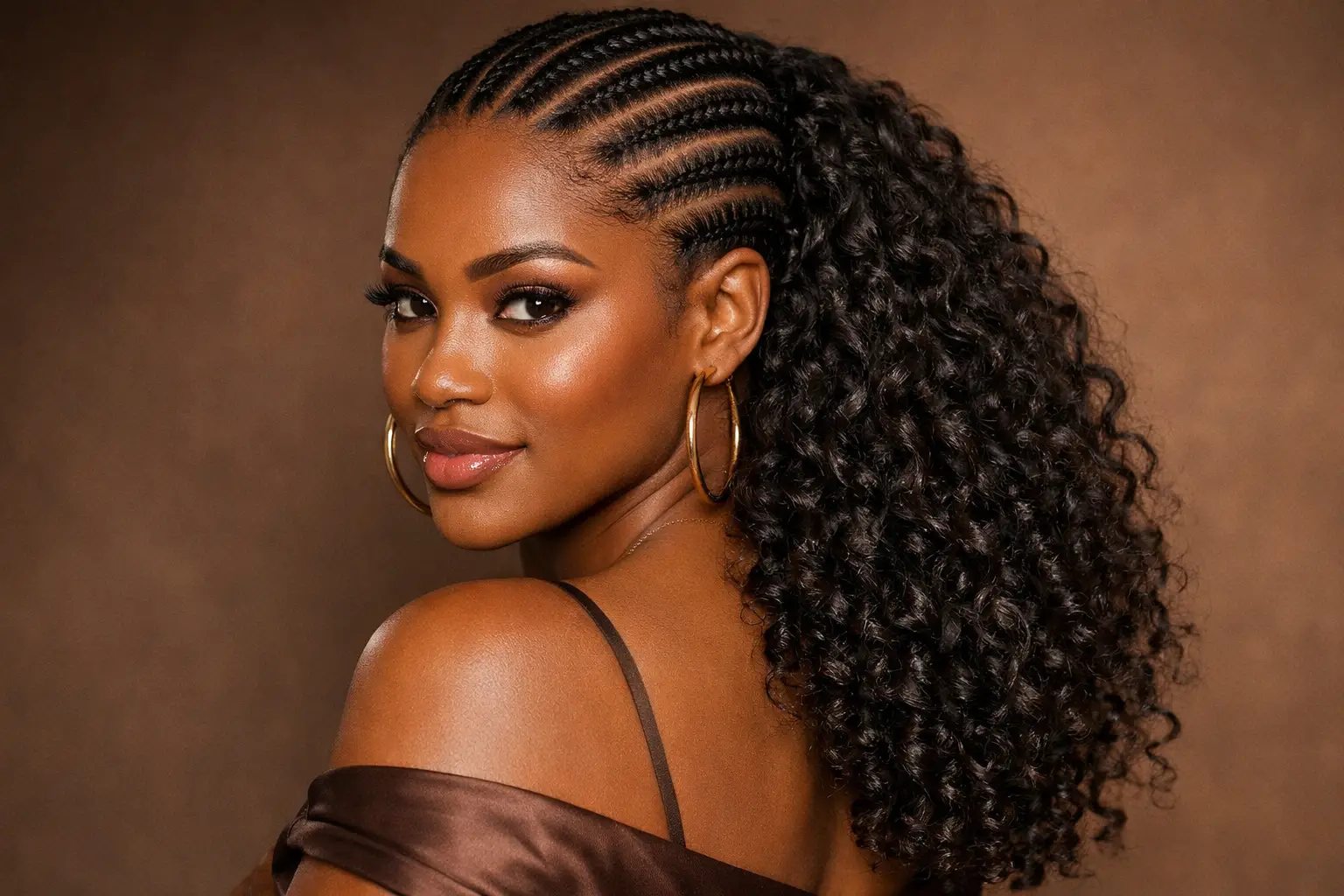 The Half Cornrows Half Curls Style