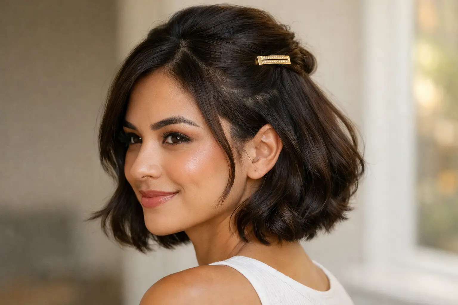 The Half-Up Style for Short Hair