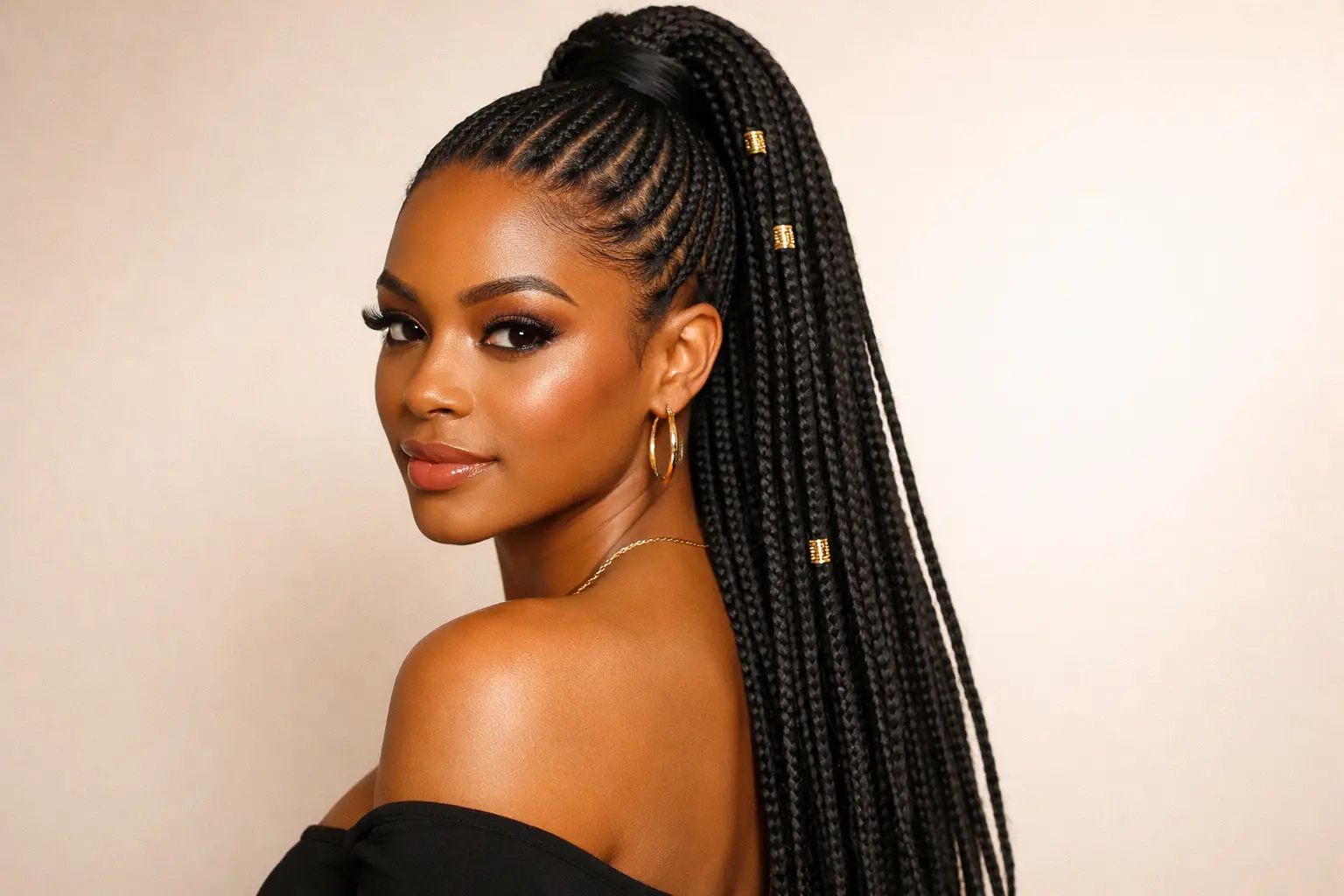 The Knotless Braids Half-Up Ponytail