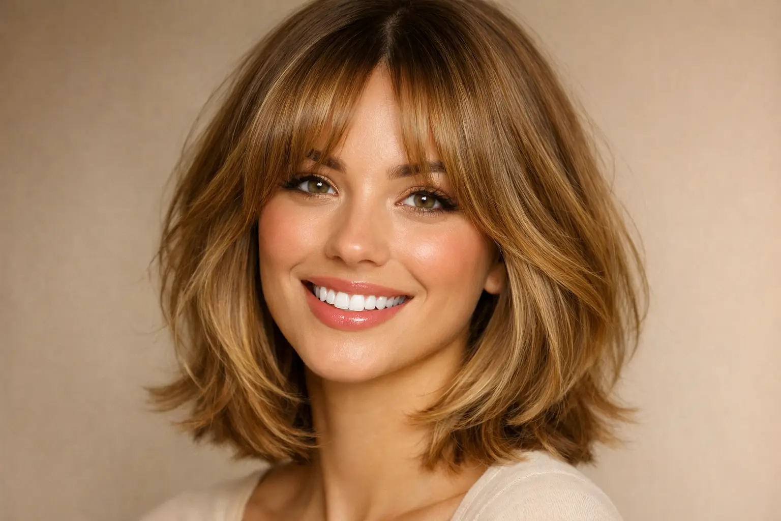 The Layered Bob with Curtain Bangs
