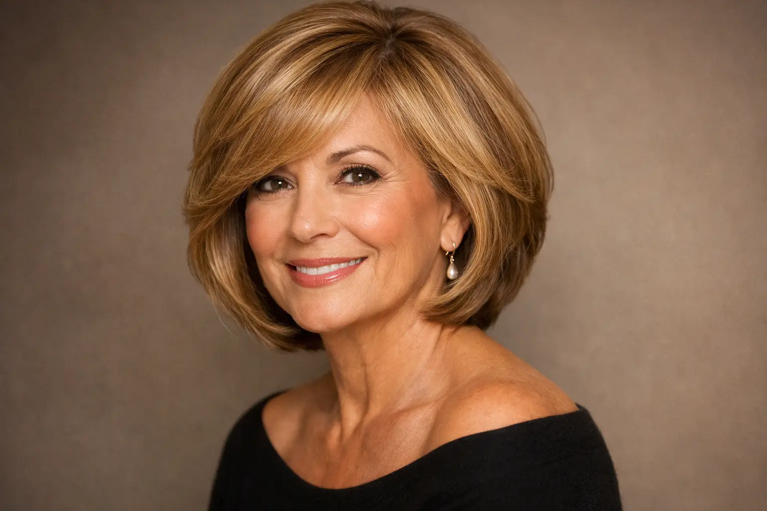 The Layered Bob with Side-Swept Bangs