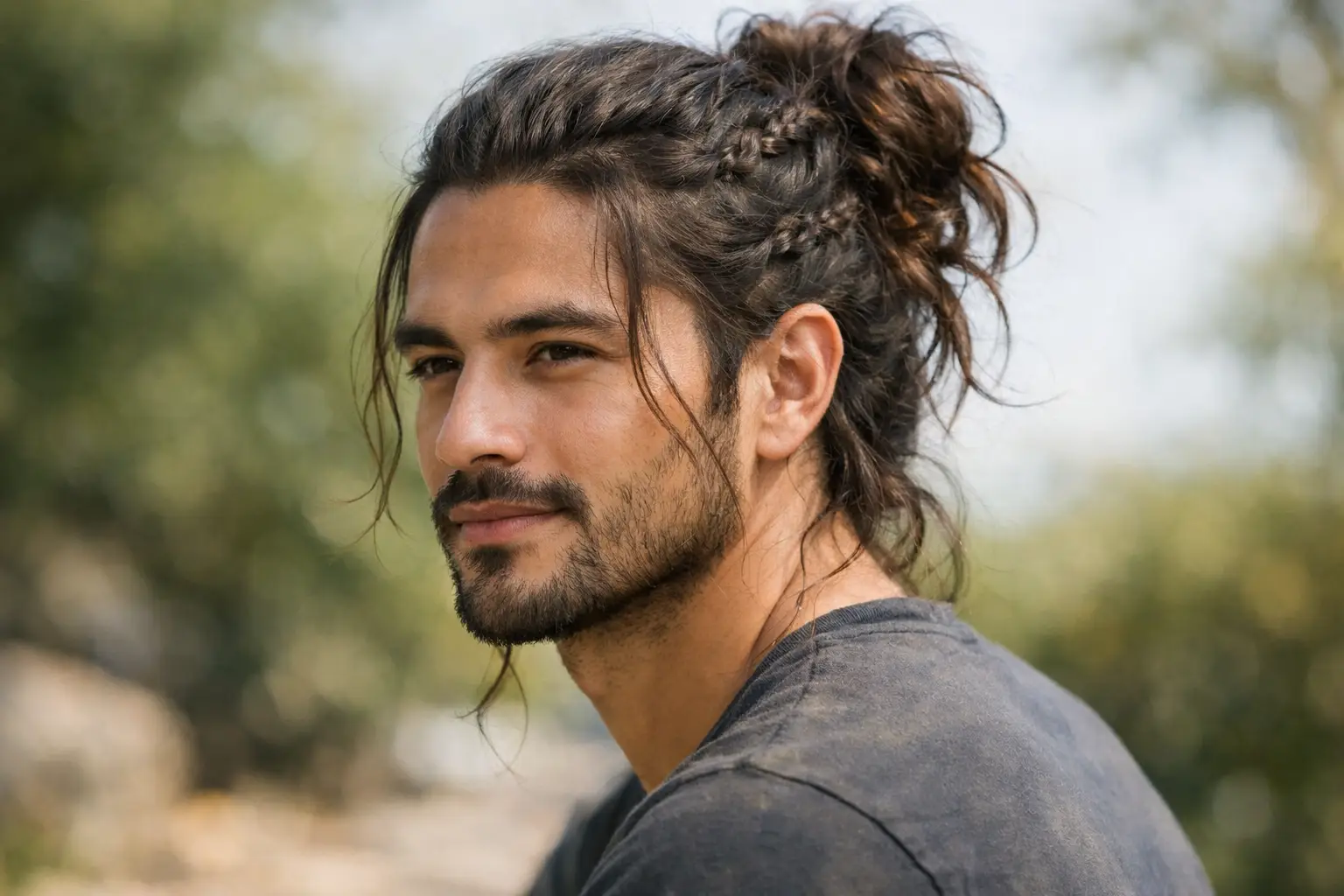 The Messy Braided Man Bun