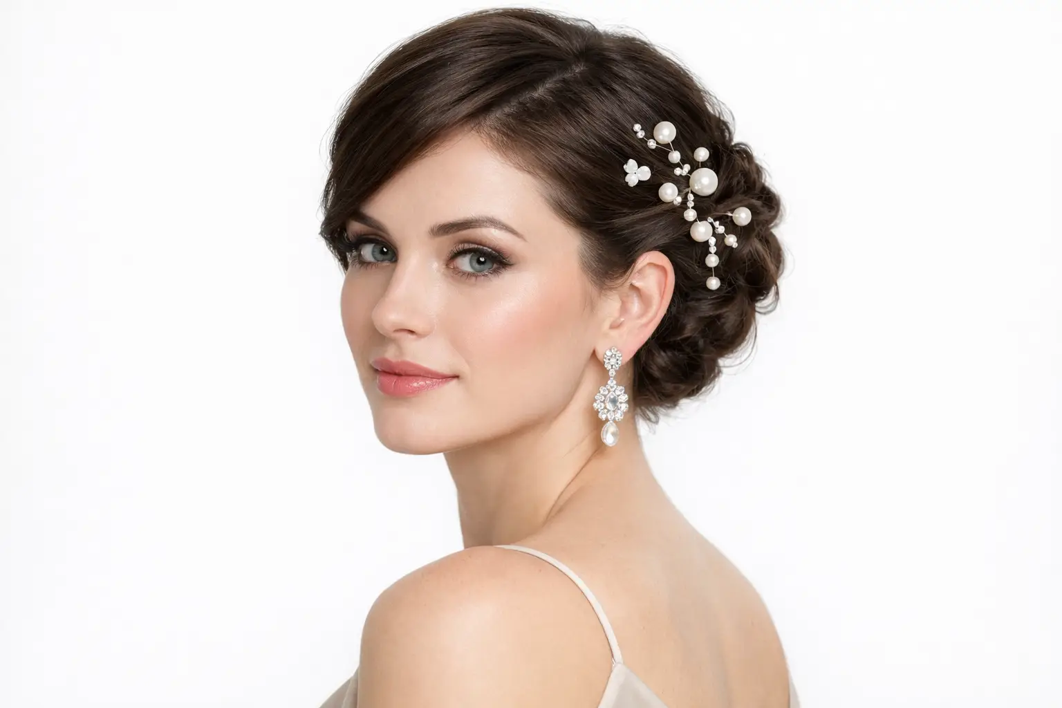 The Short Hair Updo with Pearl Pins