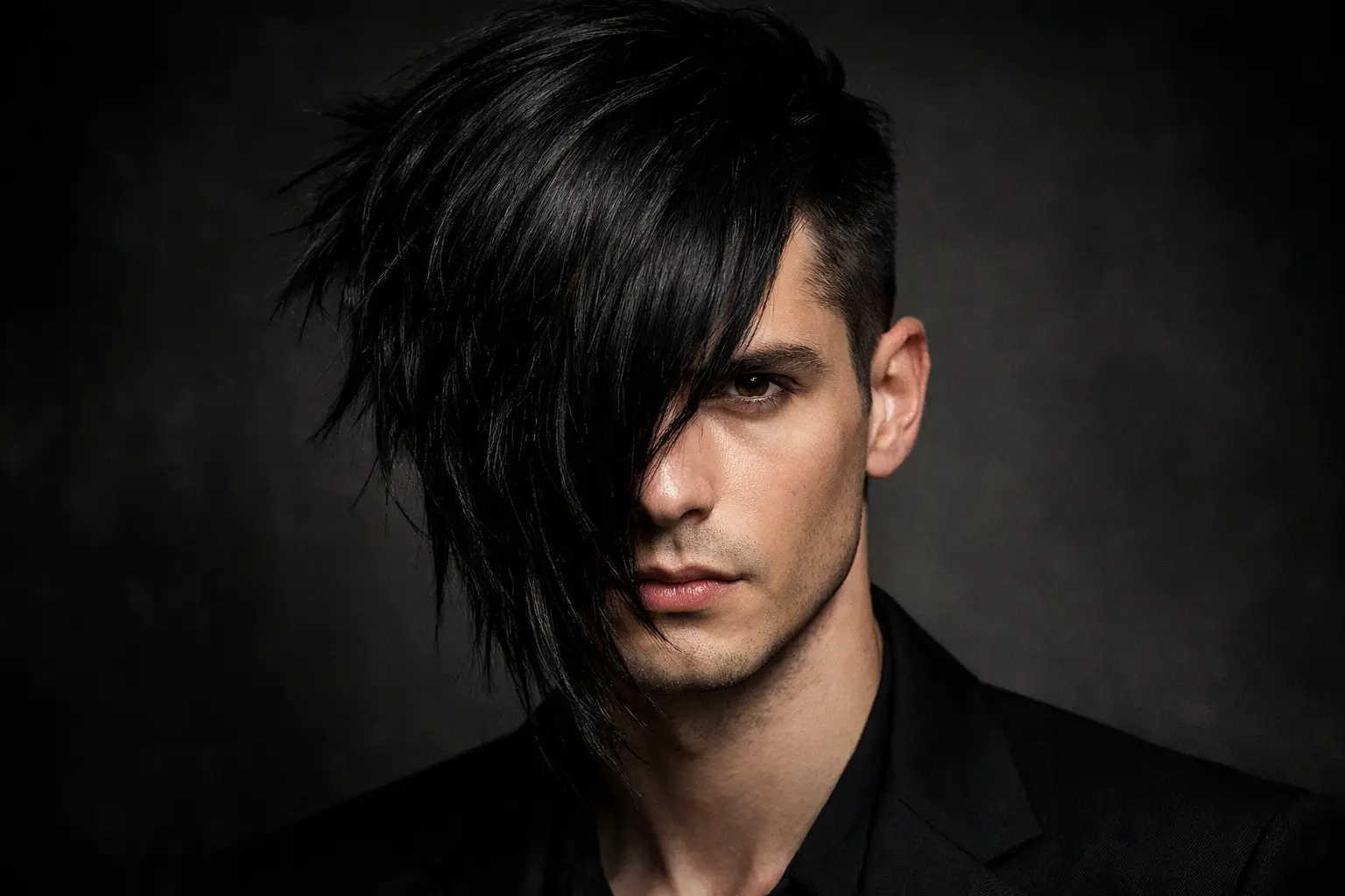 The Side Part with Asymmetrical Overhanging Style