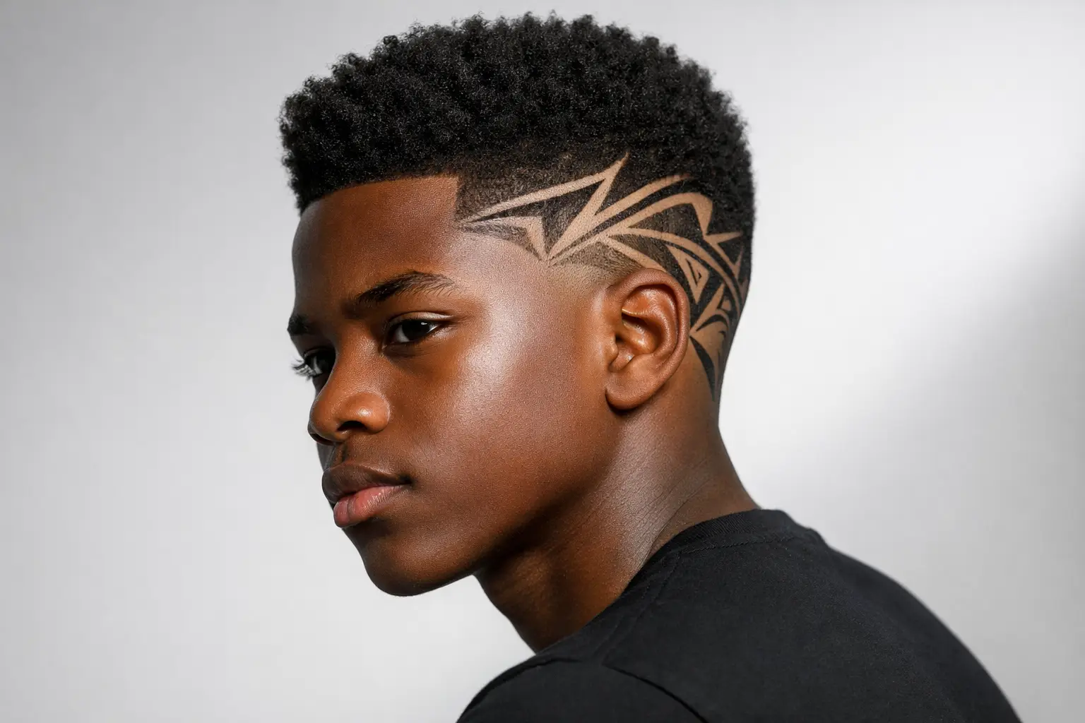 The Skin Fade with Shaved Geometric Design