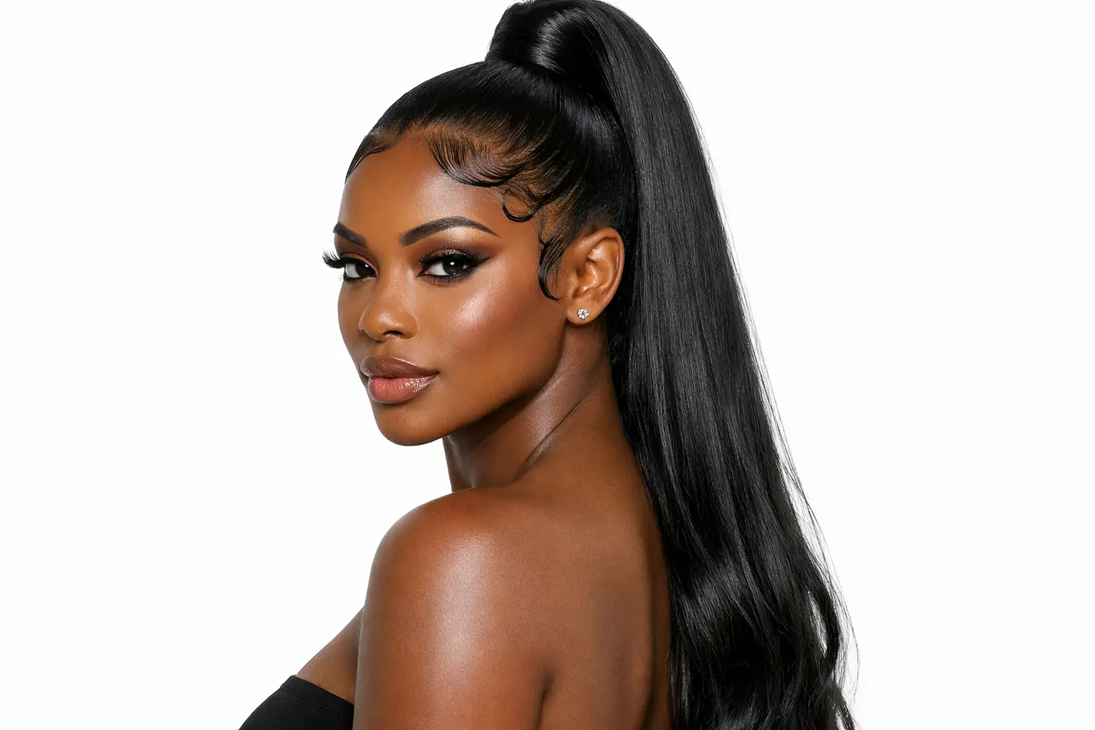 The Sleek High Ponytail with Baby Hairs Half-Up