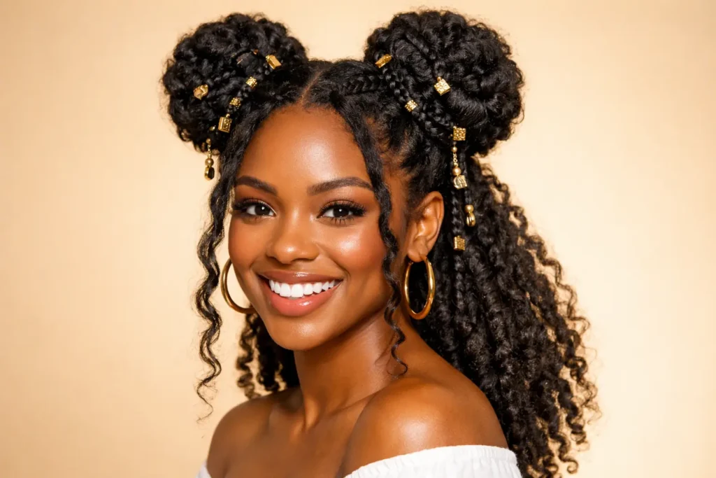 The Space Buns Half-Up Style