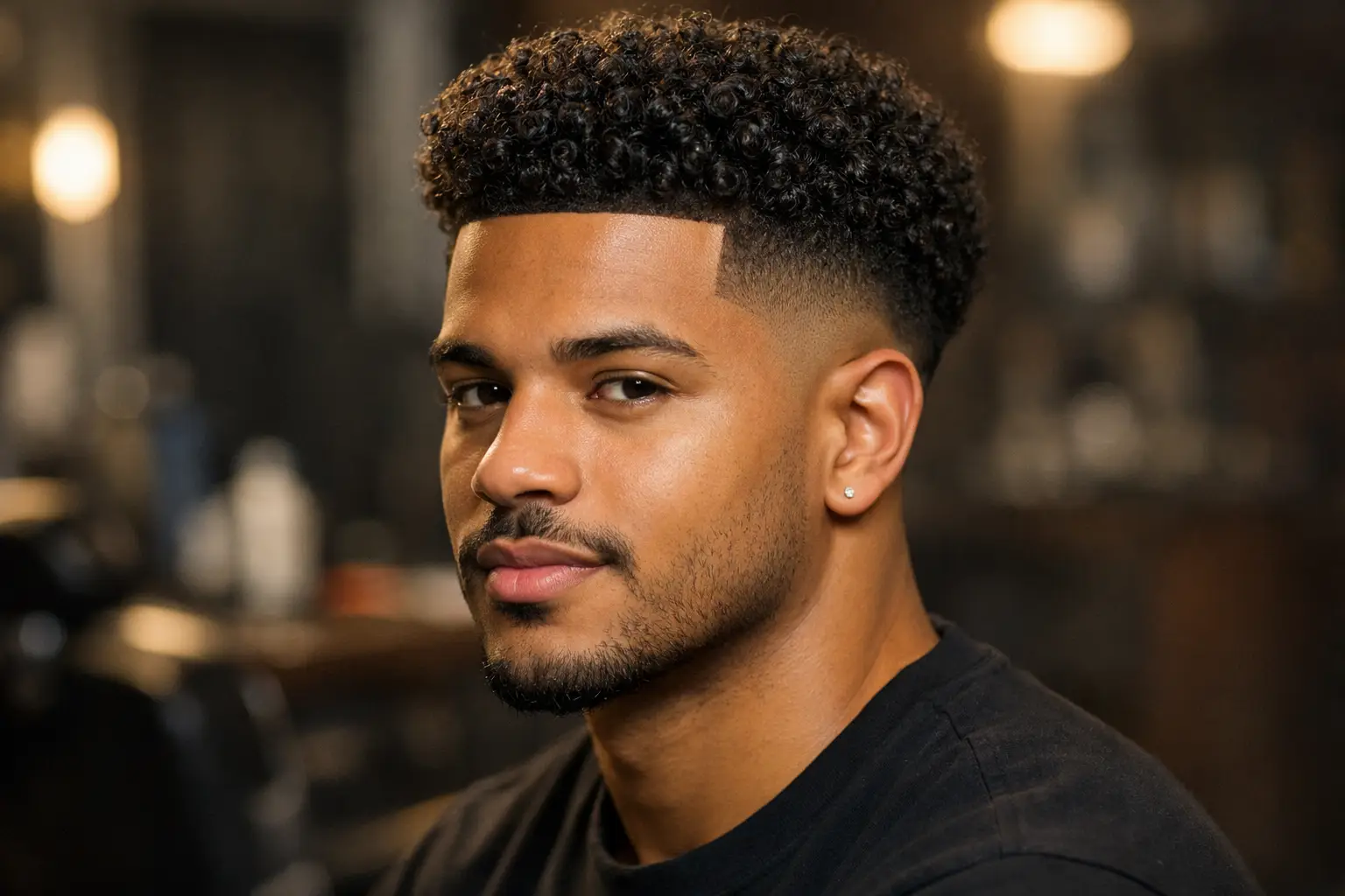 The Taper Fade with Curly Top