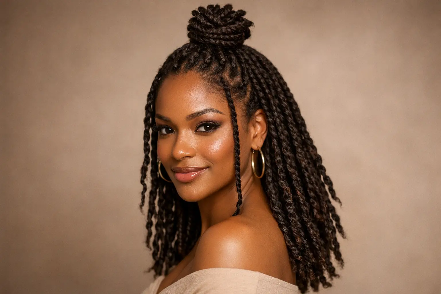 The Two-Strand Twists Half-Up Top Knot