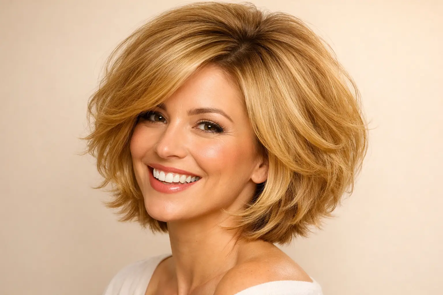 The Voluminous Layered Bob for Fine Hair