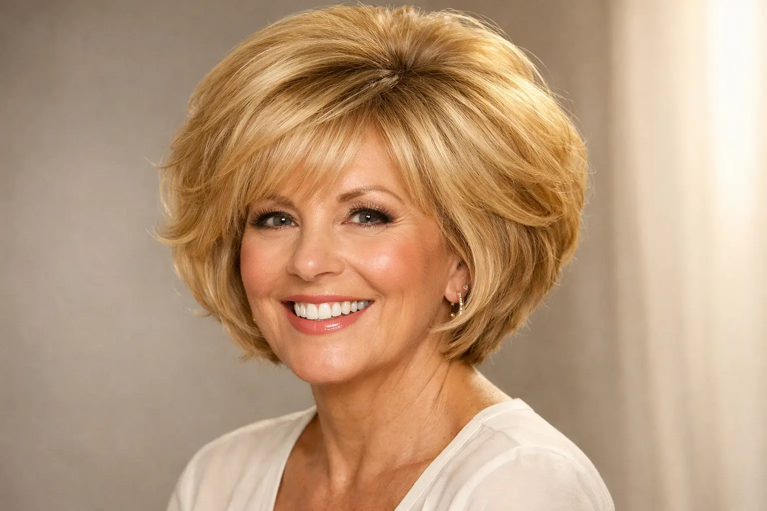 The Voluminous Layered Bob for Fine Hair