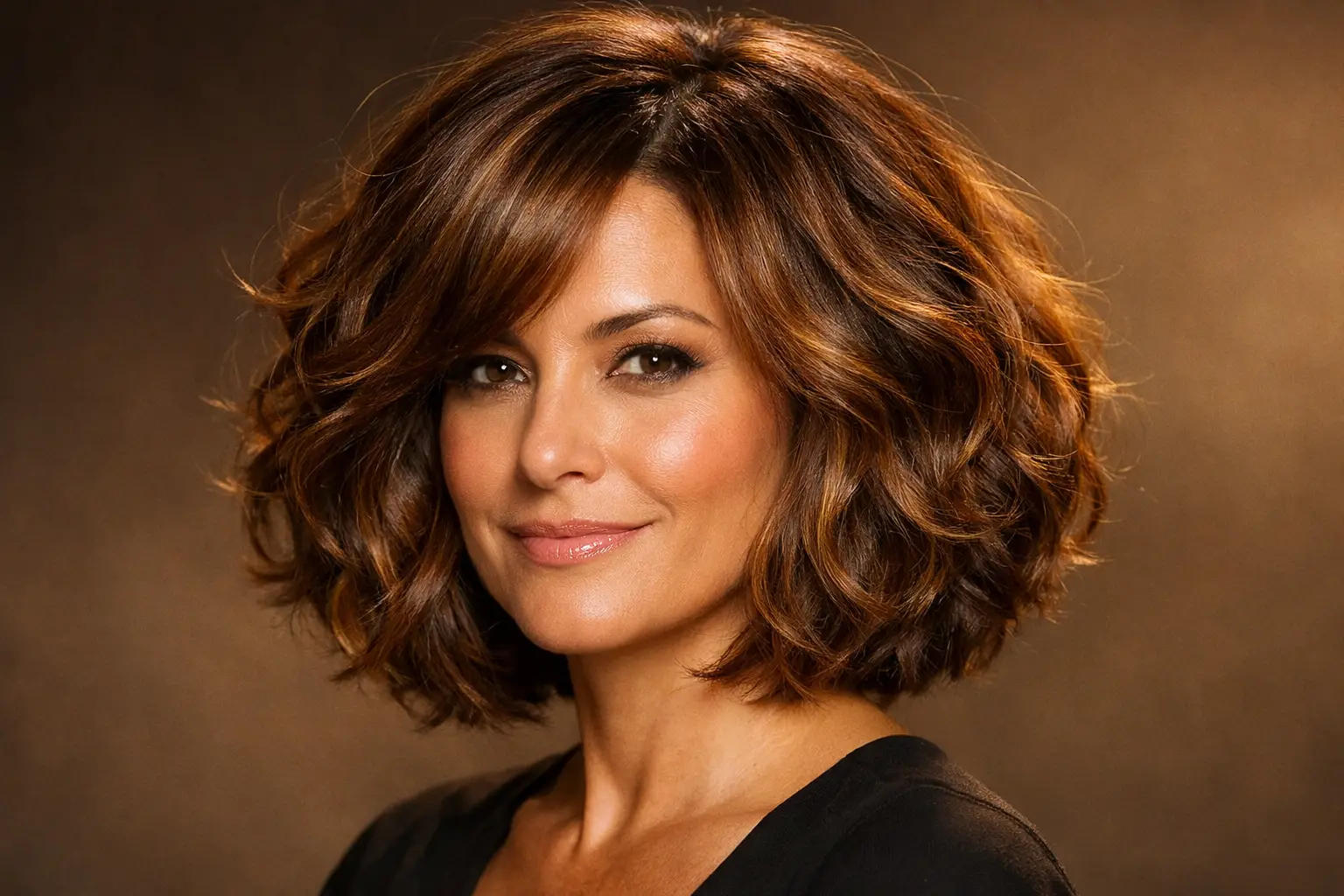 The Volumous Layered Bob for Thick Wavy Hair