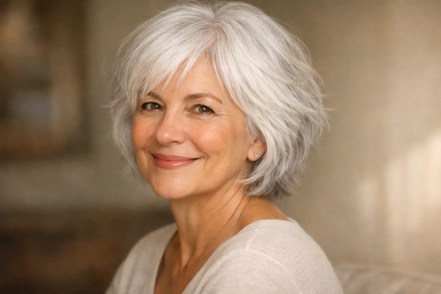 The Wash-and-Wear Silver Layered Bob