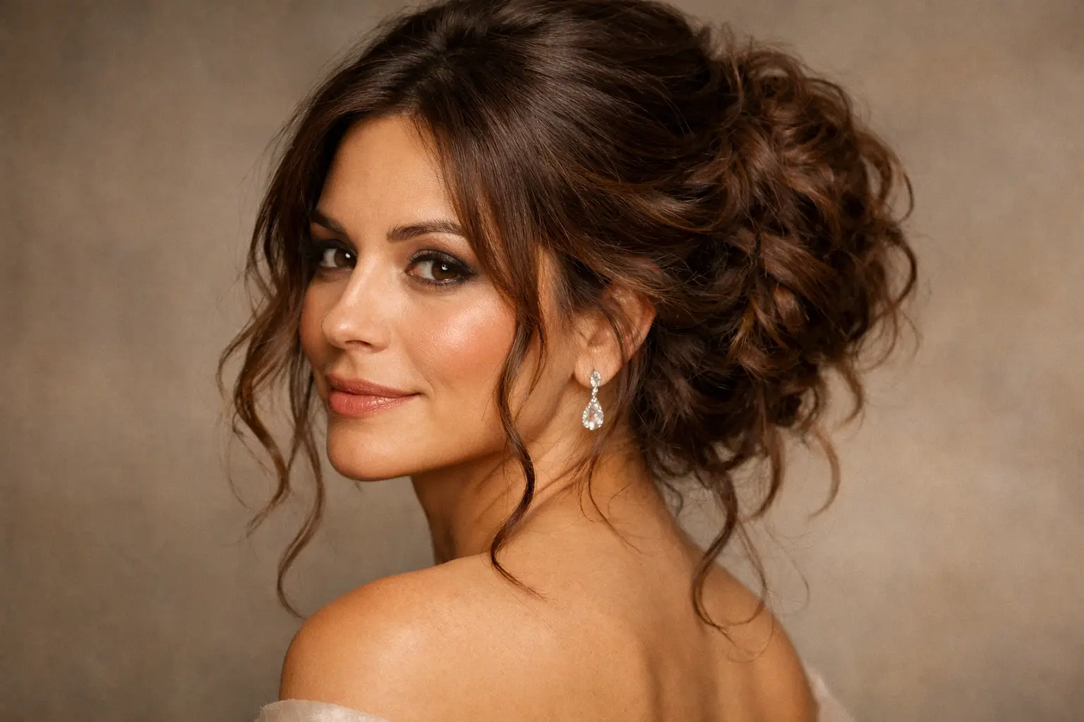 The Wavy Updo with Face-Framing Layers