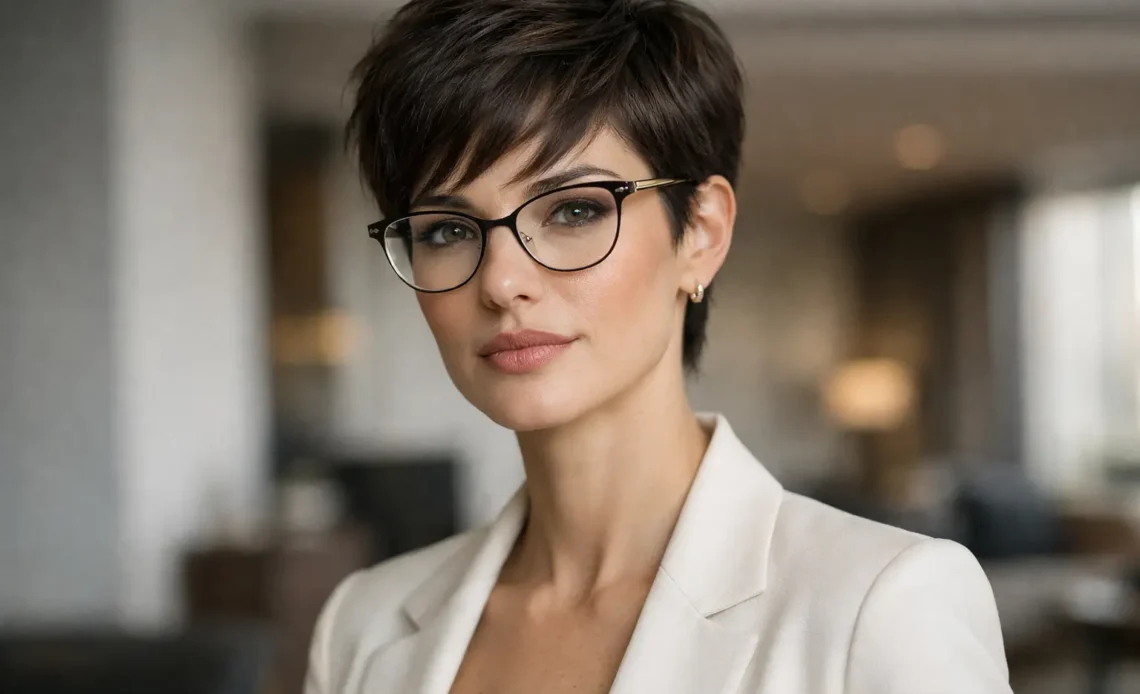 short pixie haircuts for women with glasses