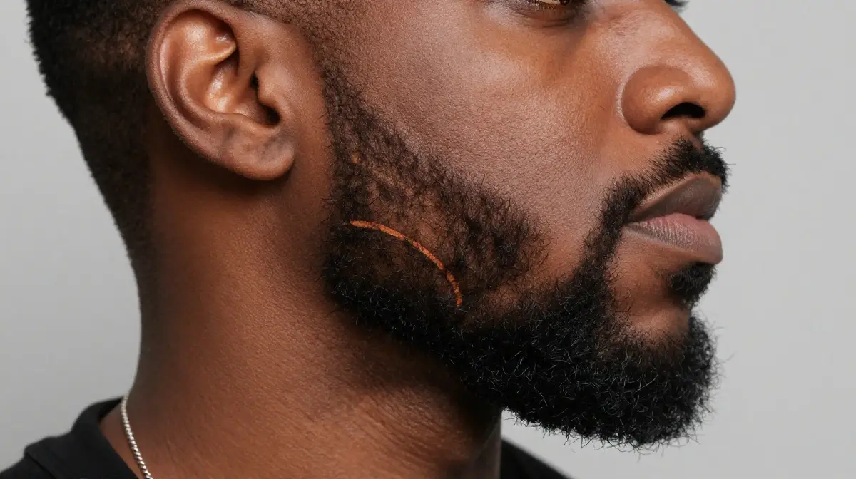 Beard with Cheek Line Art