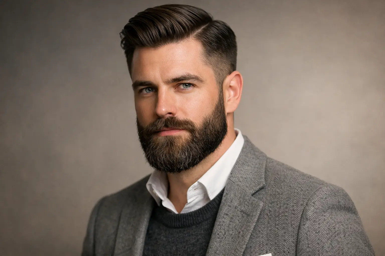 Beard with Side Part Hairstyle